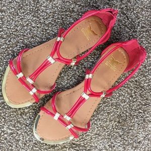 SHIEKH Red & Gold Gladiator Sandals